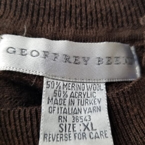 Geoffrey Beene Mens XL Merino Wool Blend Sweater Italian Preppy Minimalist - Picture 9 of 9